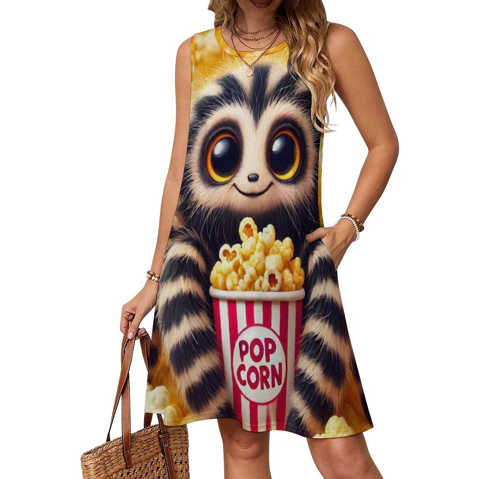 女性用、ボヘミアン調のノースリーブドレス。タランチュラ柄のプ - Popcorn のレビューと価格